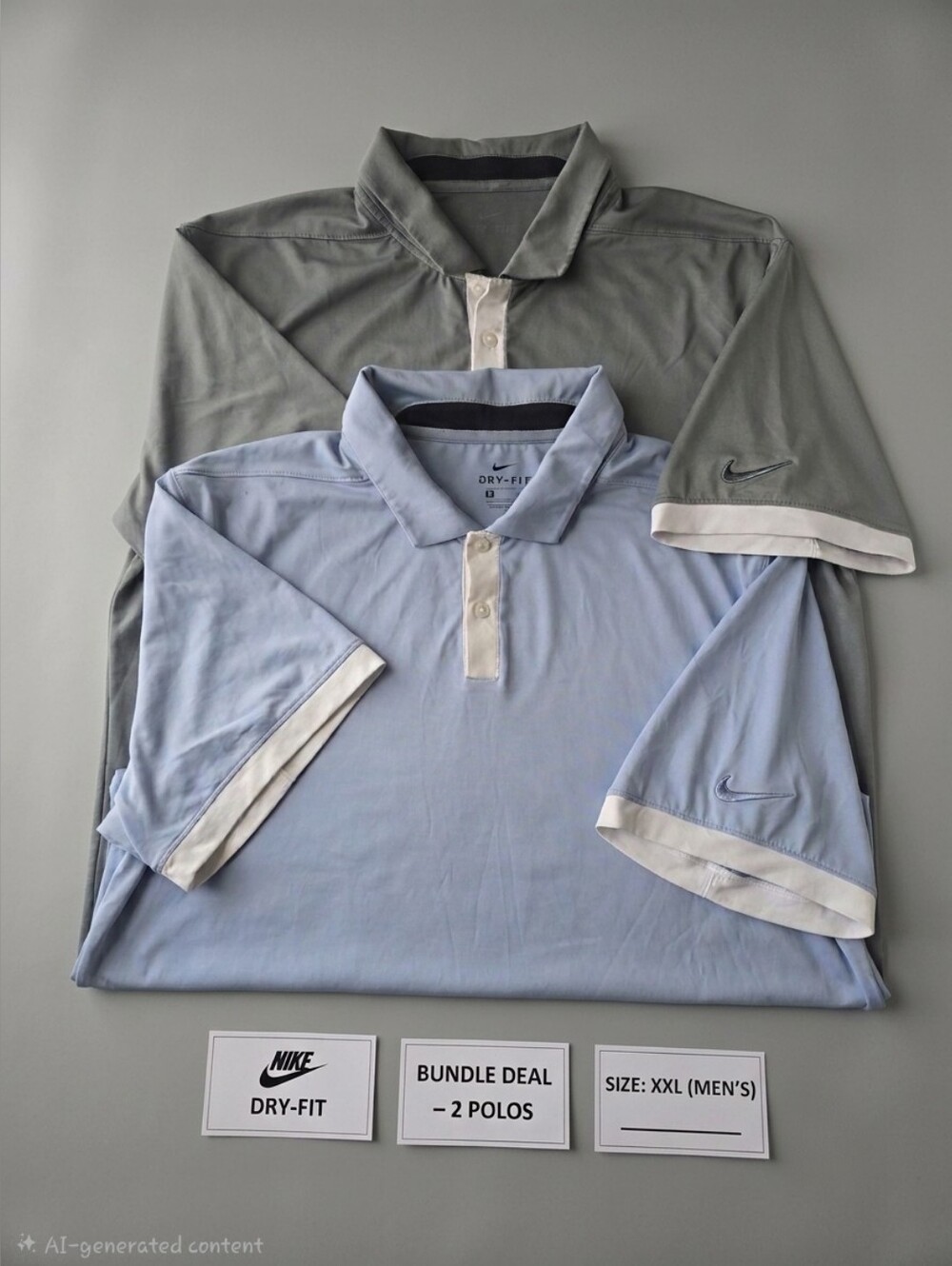 Lot Of 2 Nike Golf Men's Dri-fit Vapor Solid Short Sleeve Polos XXL Blue/Olive